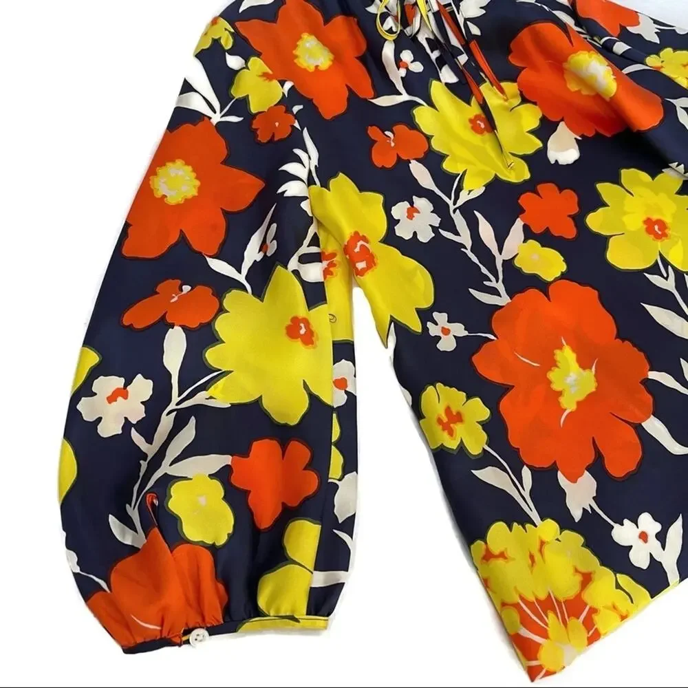 J. Crew 100% Silk Floral Blouse size 4 Multicolor